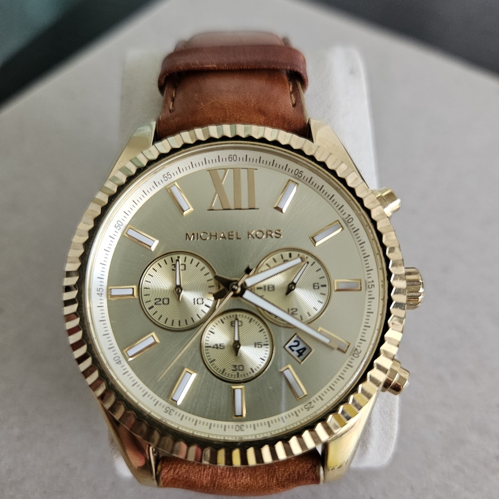 Michael Kors Lexington Chronograph Gold Dial Men's Watch